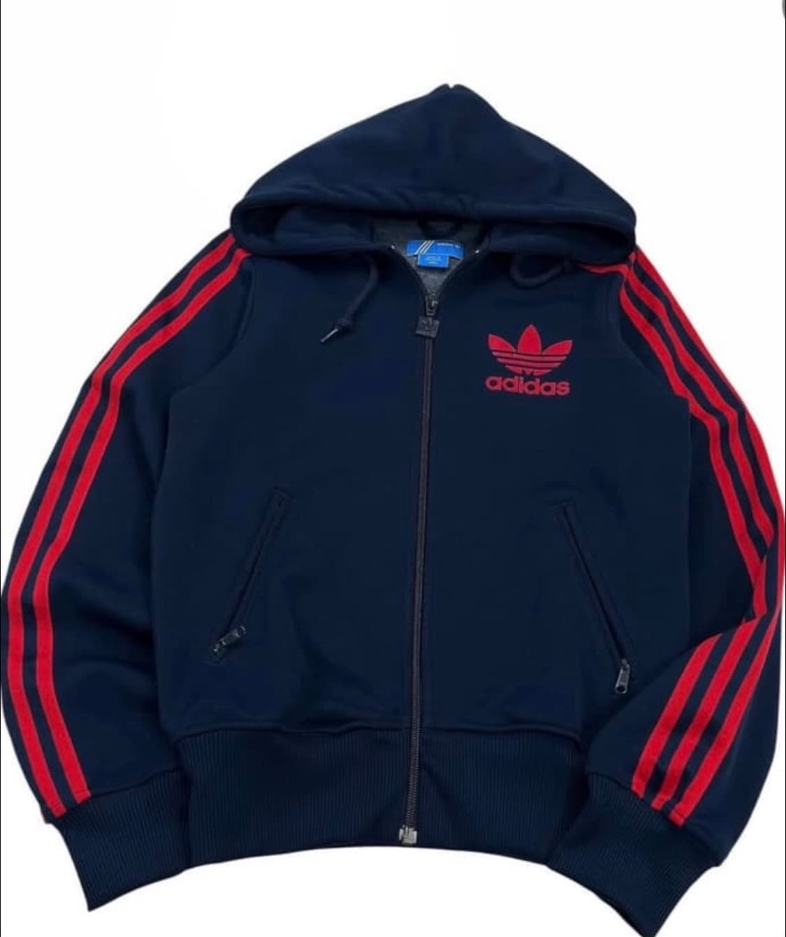 아디다스 네이비레드 삼선 후드집업 상품이미지1