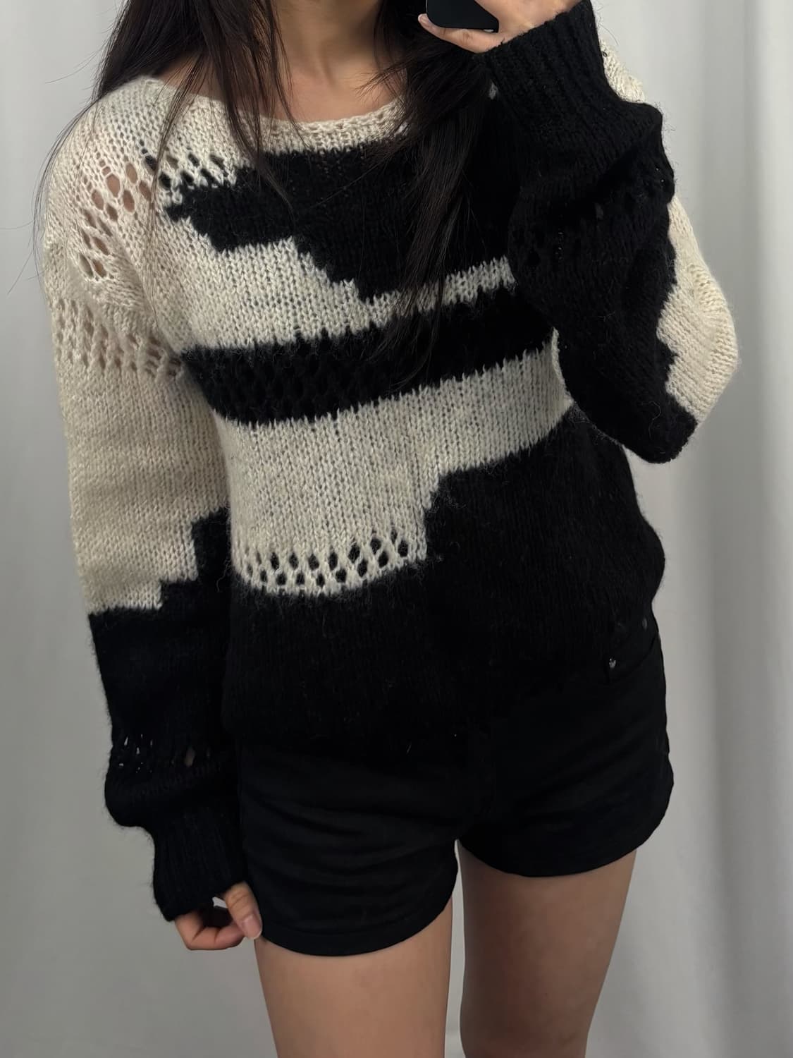 다이애그널 루즈 컬러 믹스 니트 상품이미지2