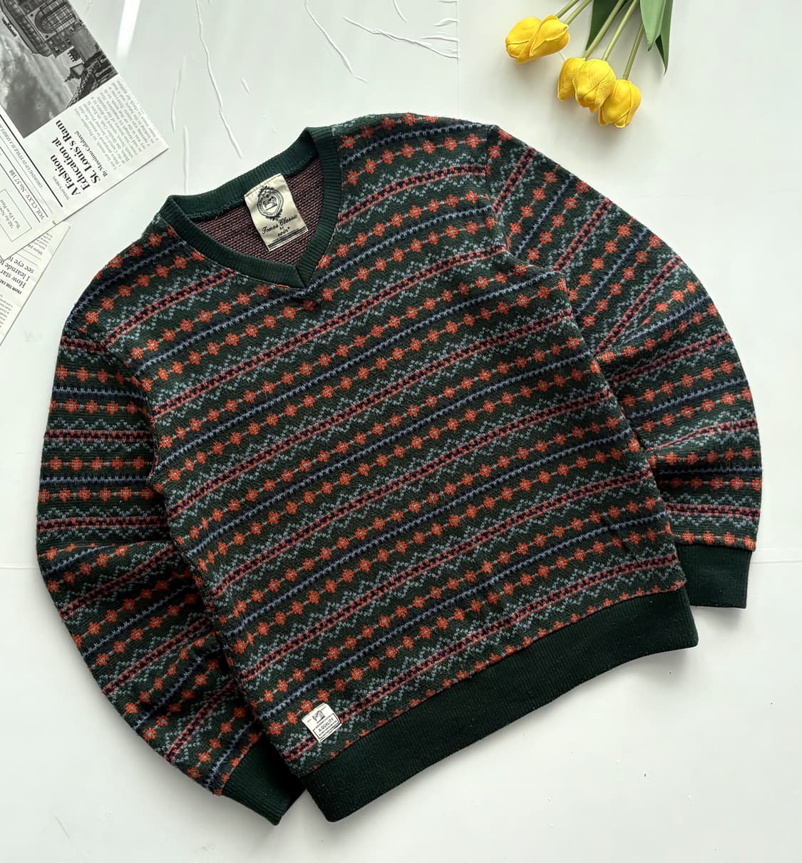 JPN 빈티지 페어아일 엘보 패치 니트 상품이미지1