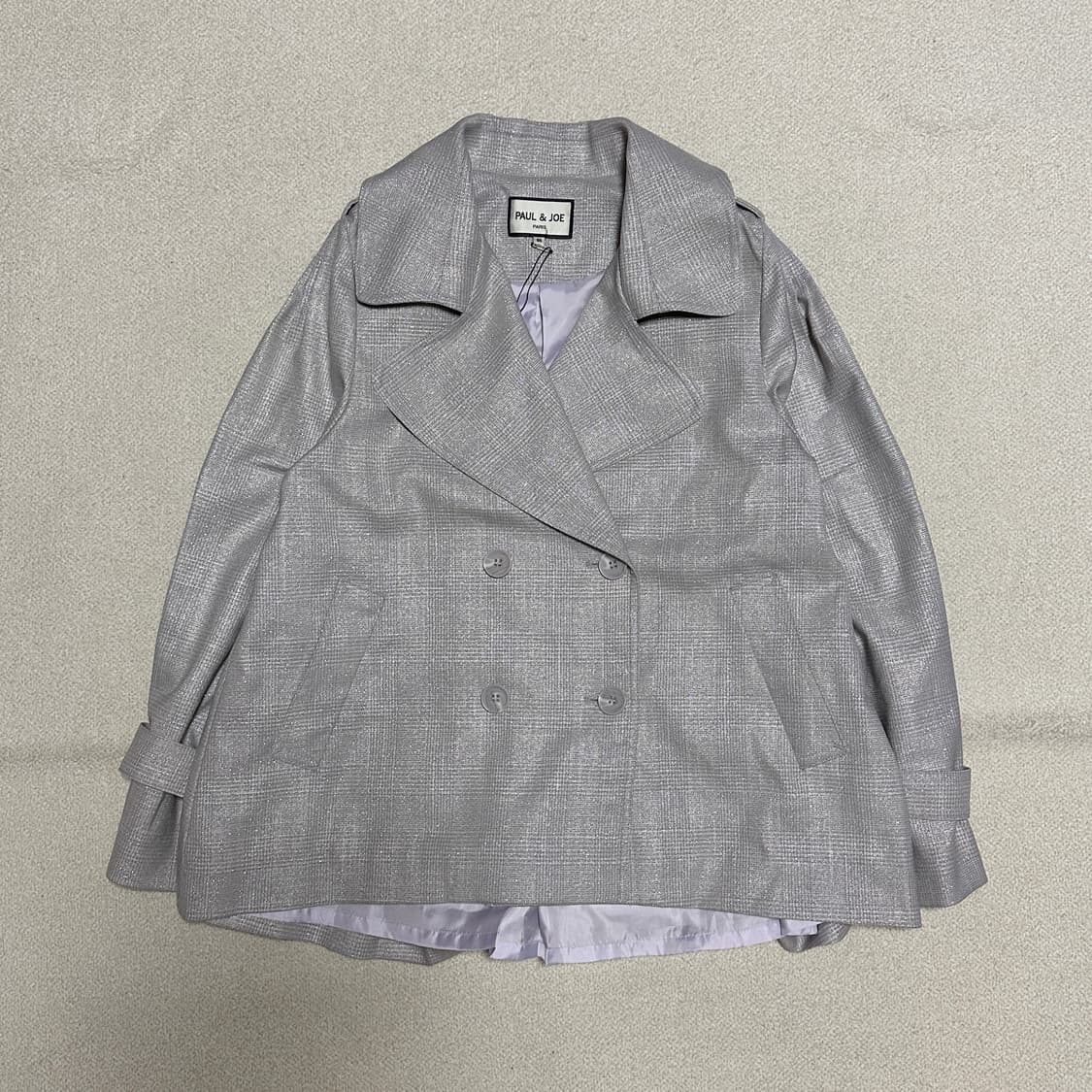 폴앤조 꾸뛰르 메탈릭체크 트렌치 코트 상품이미지2