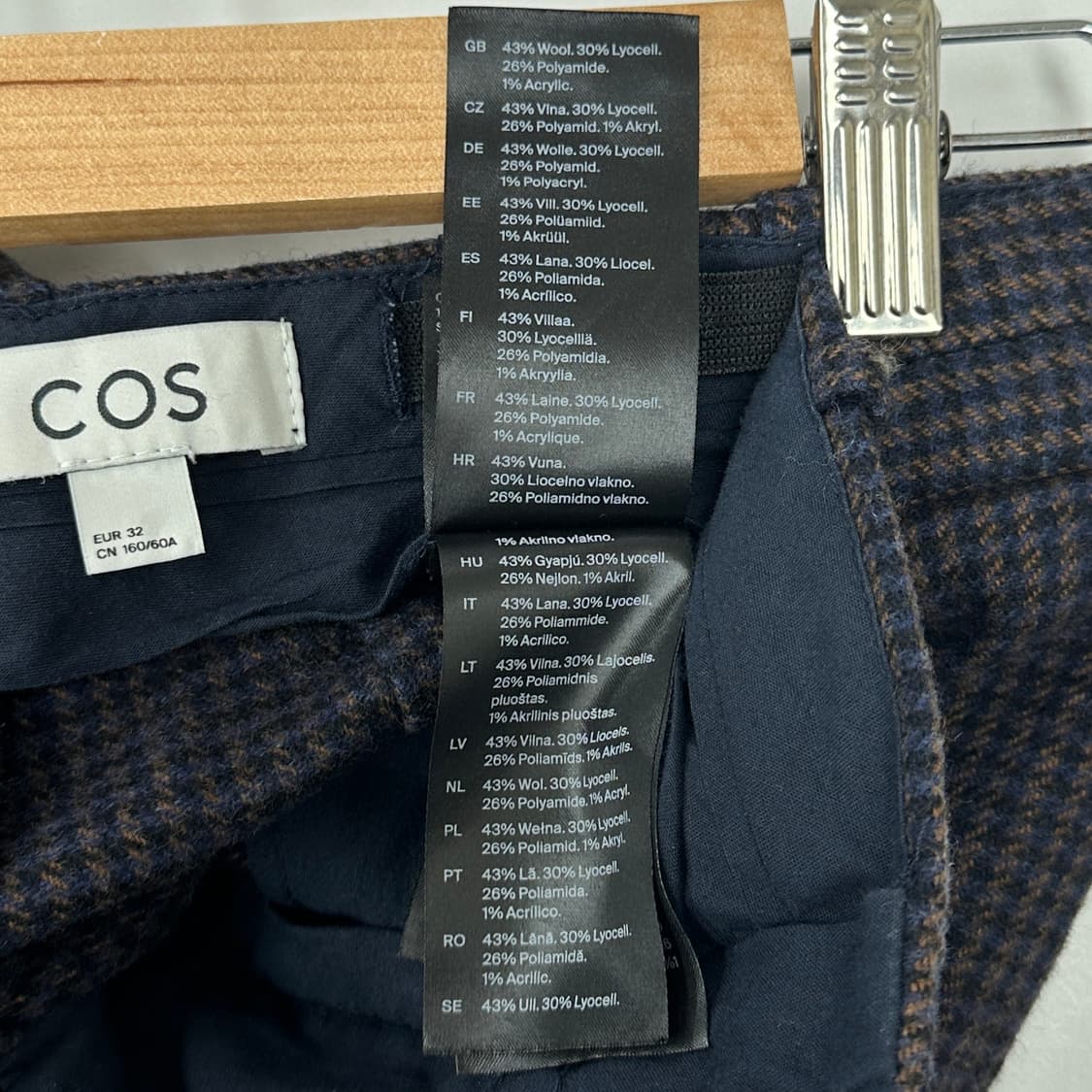 코스 체크 와이드 울 팬츠 상품이미지5