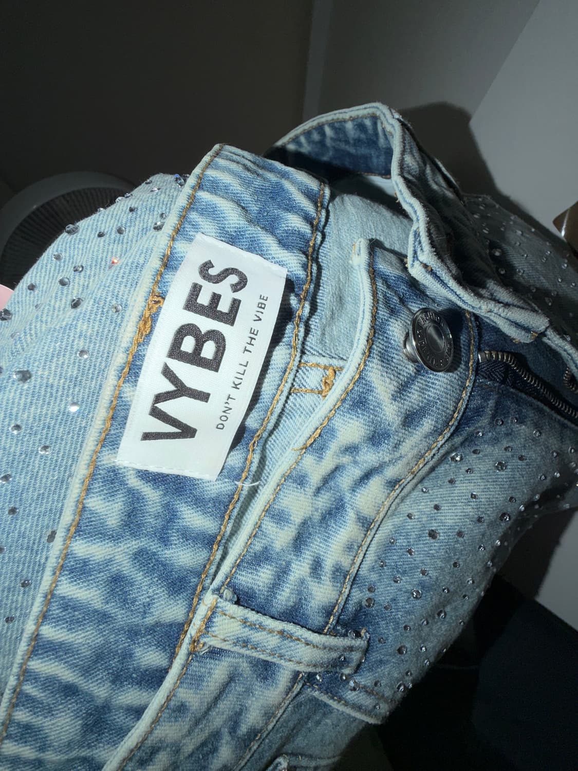 Vybes rhinestone jeans 글리터 청바지 30사이즈 상품이미지2