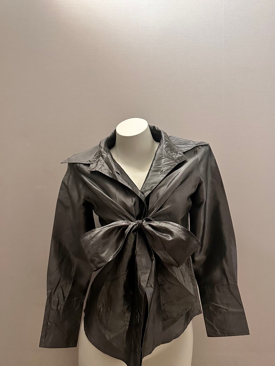 빈티지 새틴 차콜  타이 셔츠 상품이미지1