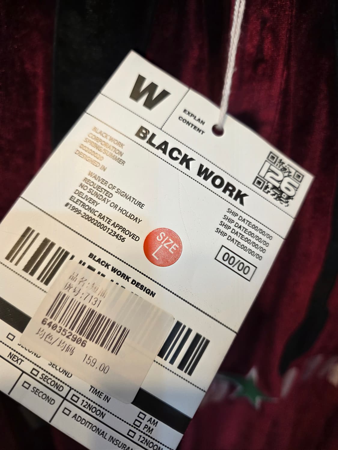 블랙워크 벨벳 셔츠 레드 앤 블랙 상품이미지6