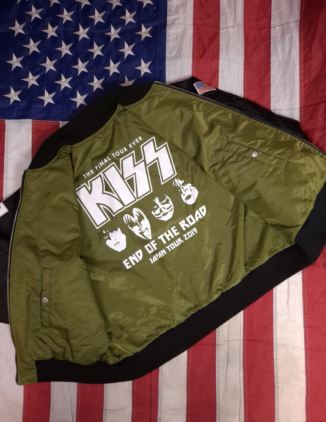 새제품급 오리지날 재팬판 KISS 키스락밴드 월드투어 MA-1 항공자켓 상품이미지1