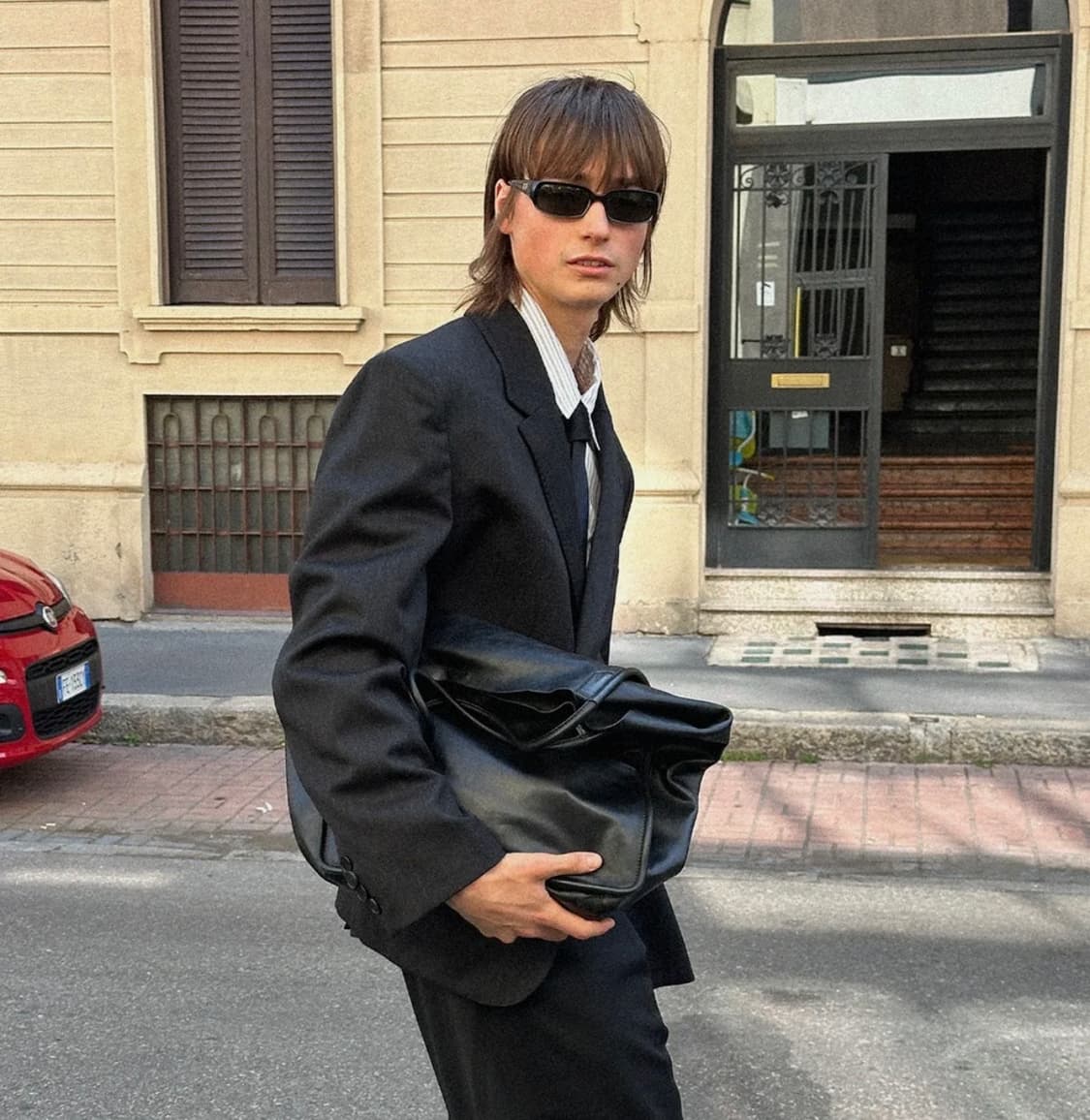 엘무드 클래식 테일러드 울 스트라이프 블레이저 차콜 상품이미지1