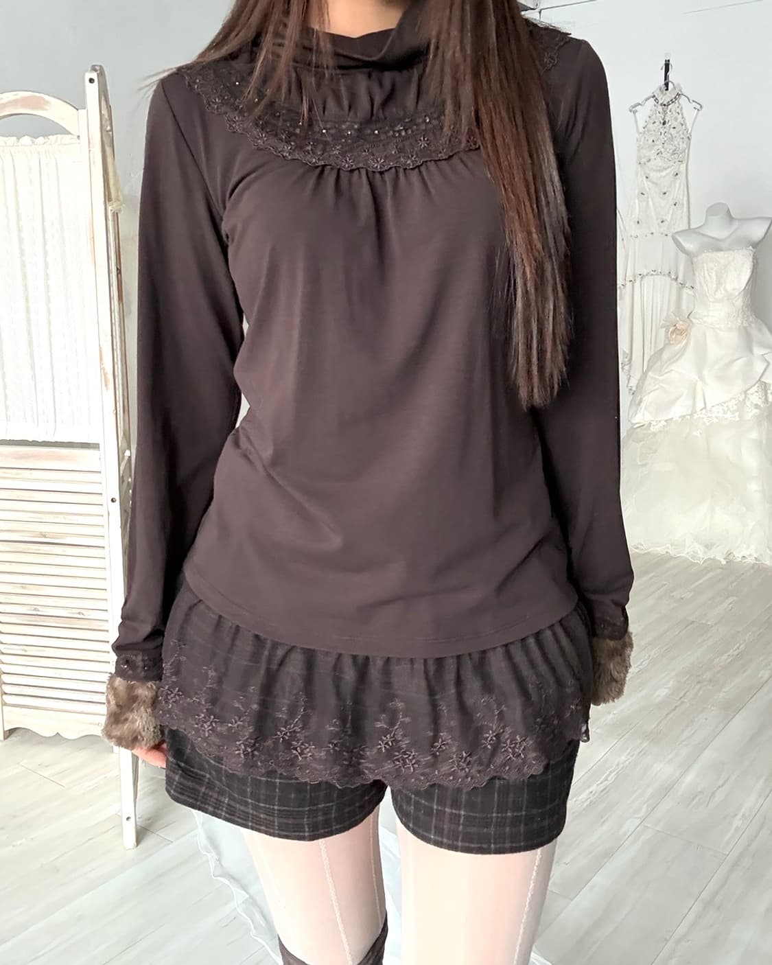 Deep mocha brown lana wool short pants 상품이미지4