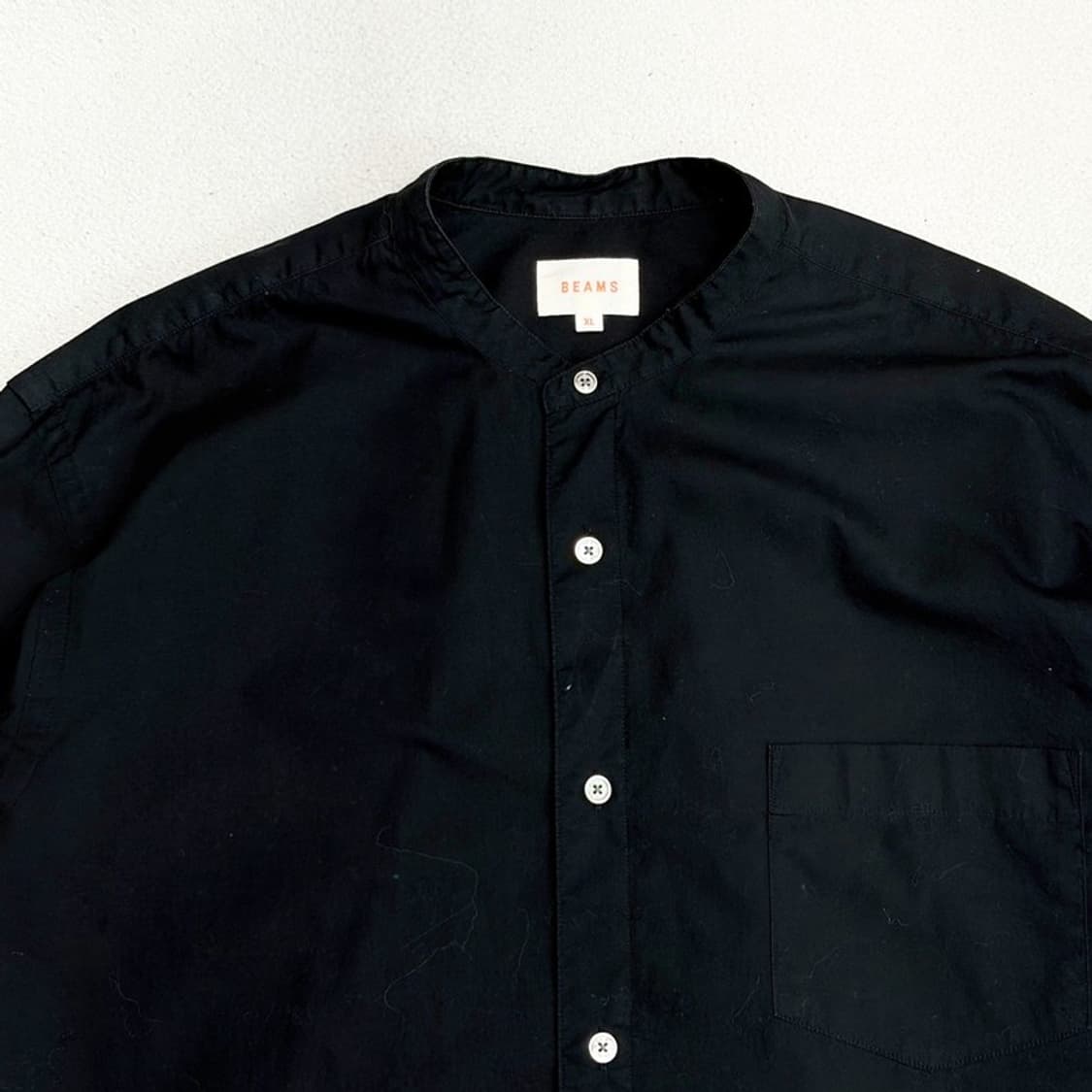 BEAMS 블랙 차이나카라 트임 셔츠 XL 상품이미지3