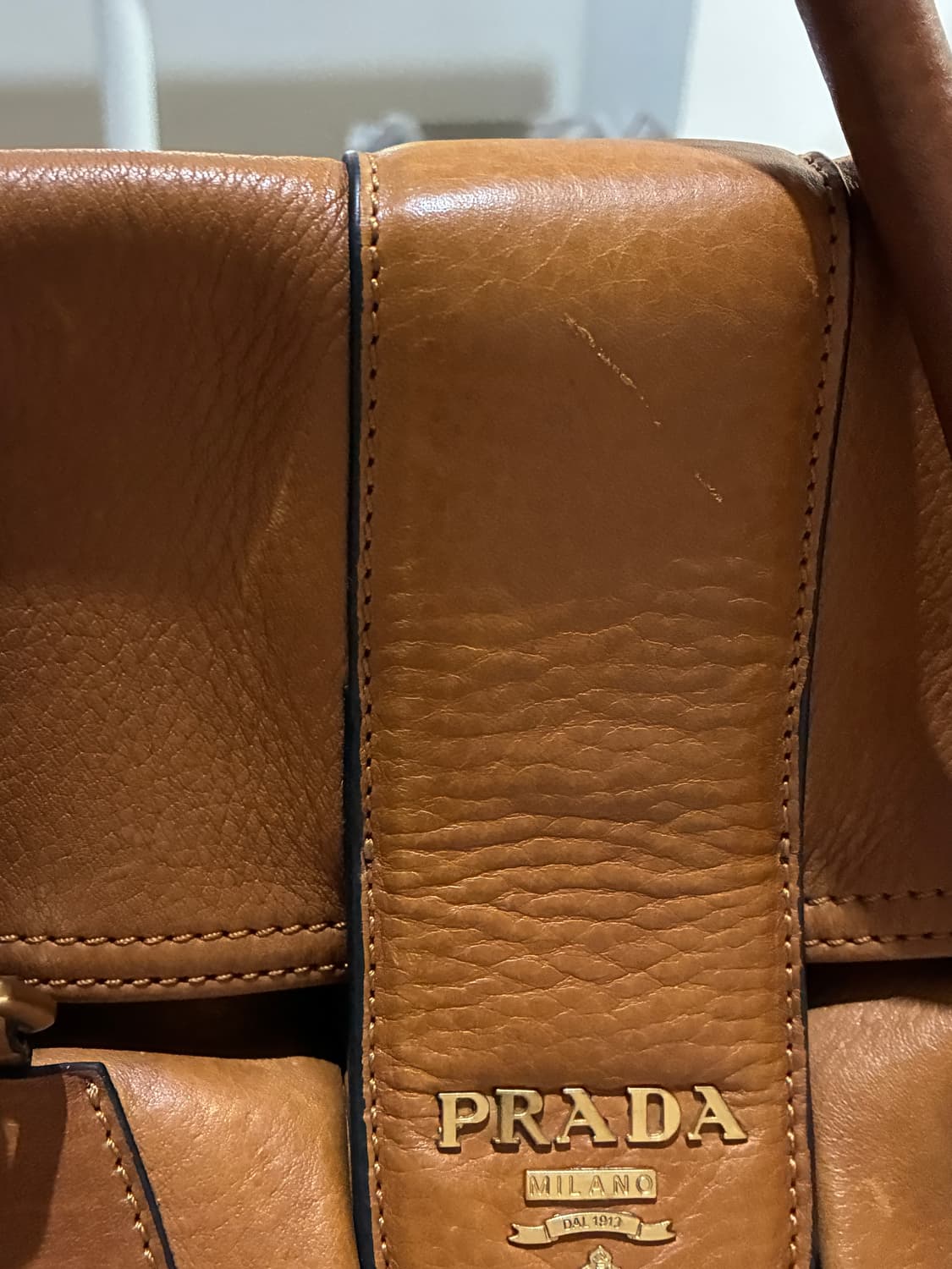 PRADA 프라다 브라운 가죽 보스턴백 aw 상품이미지9