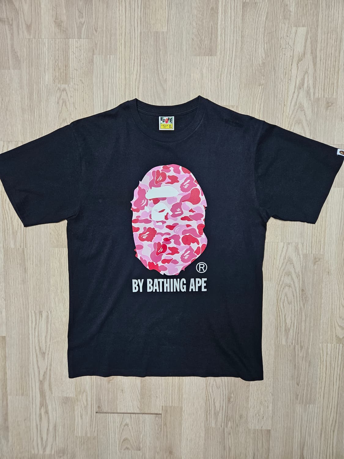 베이프 반팔 티셔츠 블랙 핑크 XL 상품이미지1