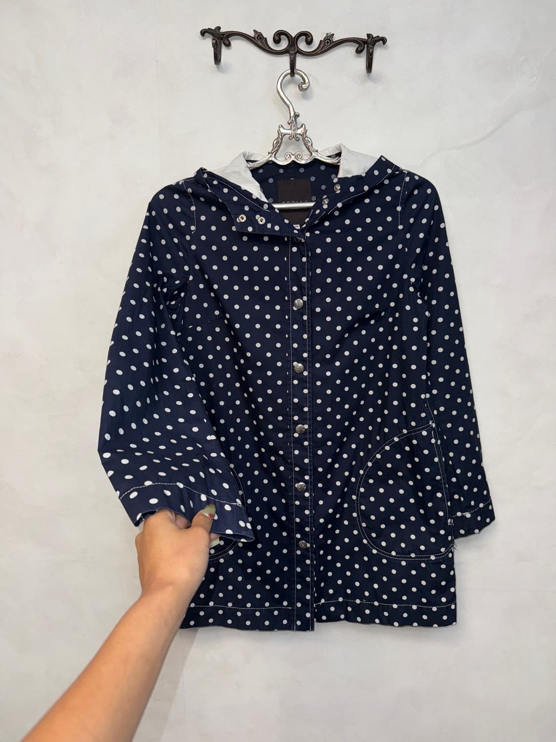 Dark navy dot hood jacket 상품이미지2