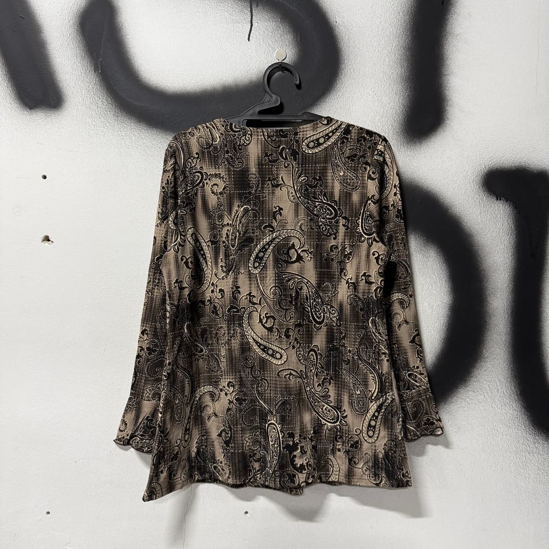 VTG 빈티지 오리엔탈 페이즐리 풀 패턴 퍼프 슬리브 롱슬리브 블라우스 상품이미지2