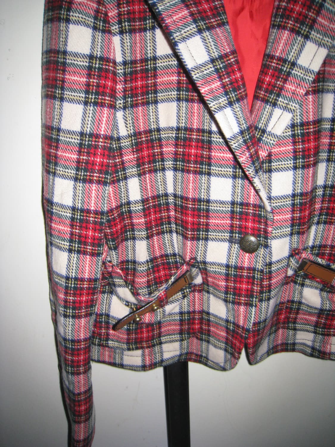 레드 체크 패턴 미니 자켓 상품이미지2