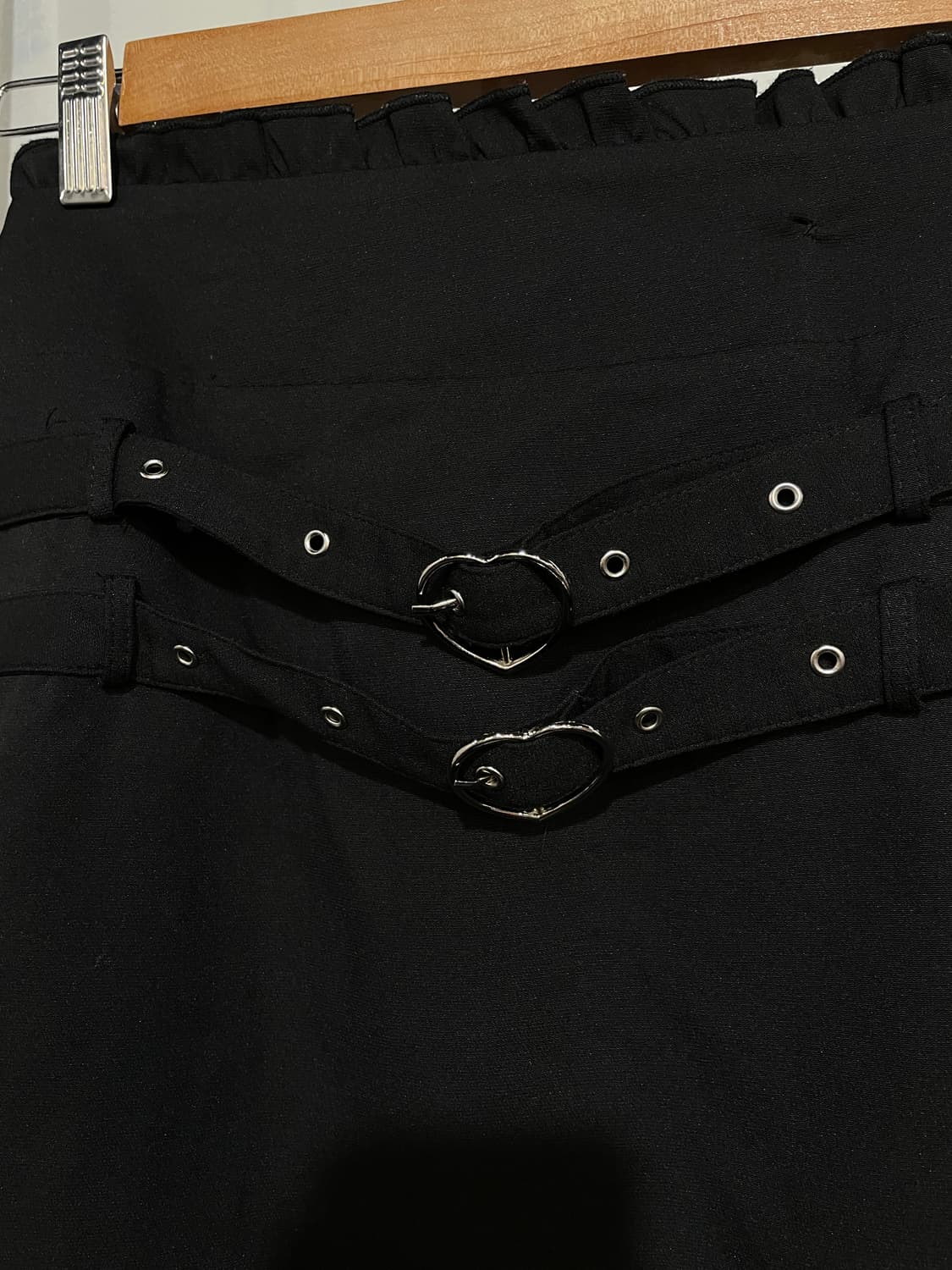 mars 마즈 하트 버클 스트랩 블랙 미디 스커트 펑크 지뢰계 갸루 상품이미지2