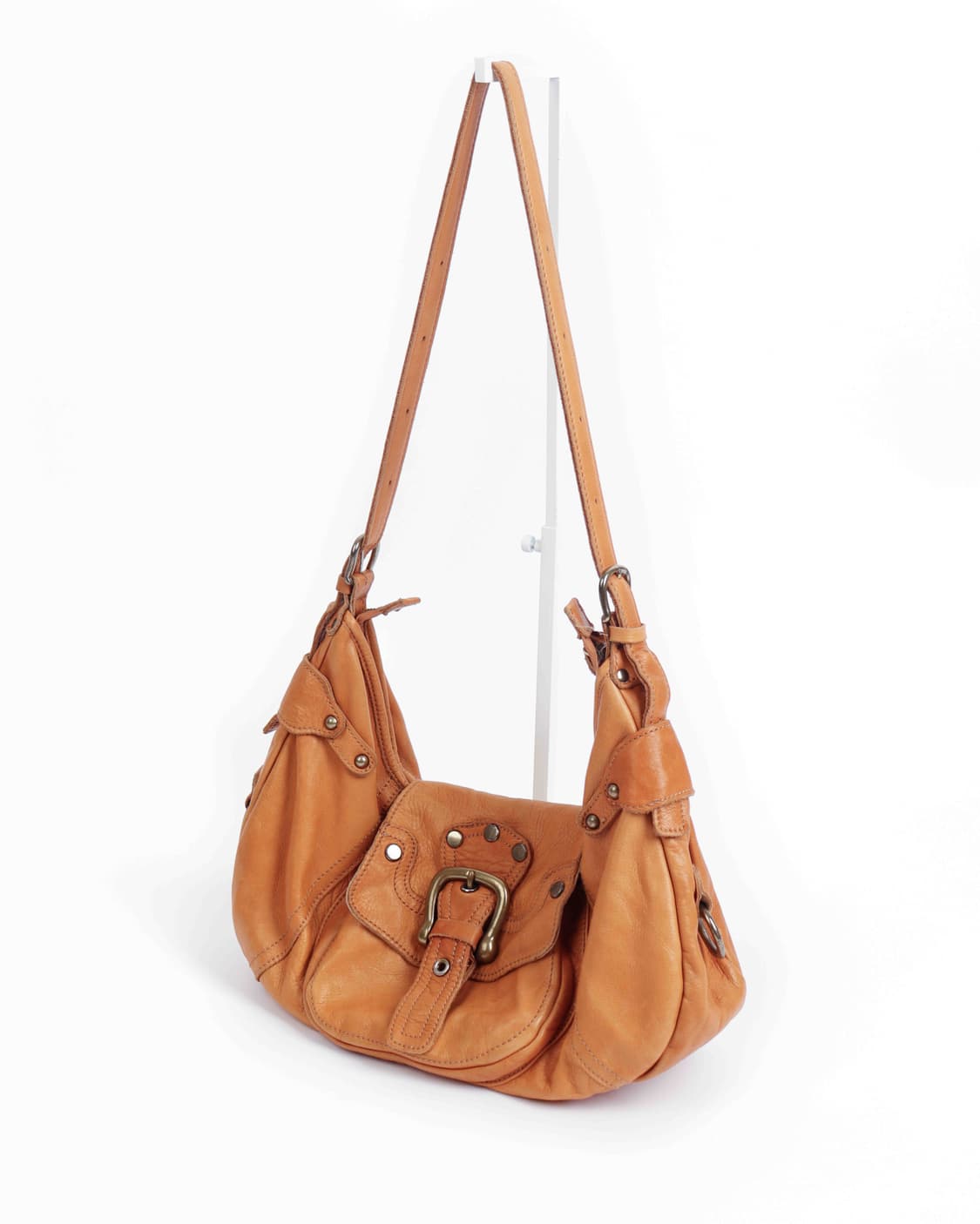 [ONE'S HEART] 카멜 브라운 레더 숄더백 상품이미지1