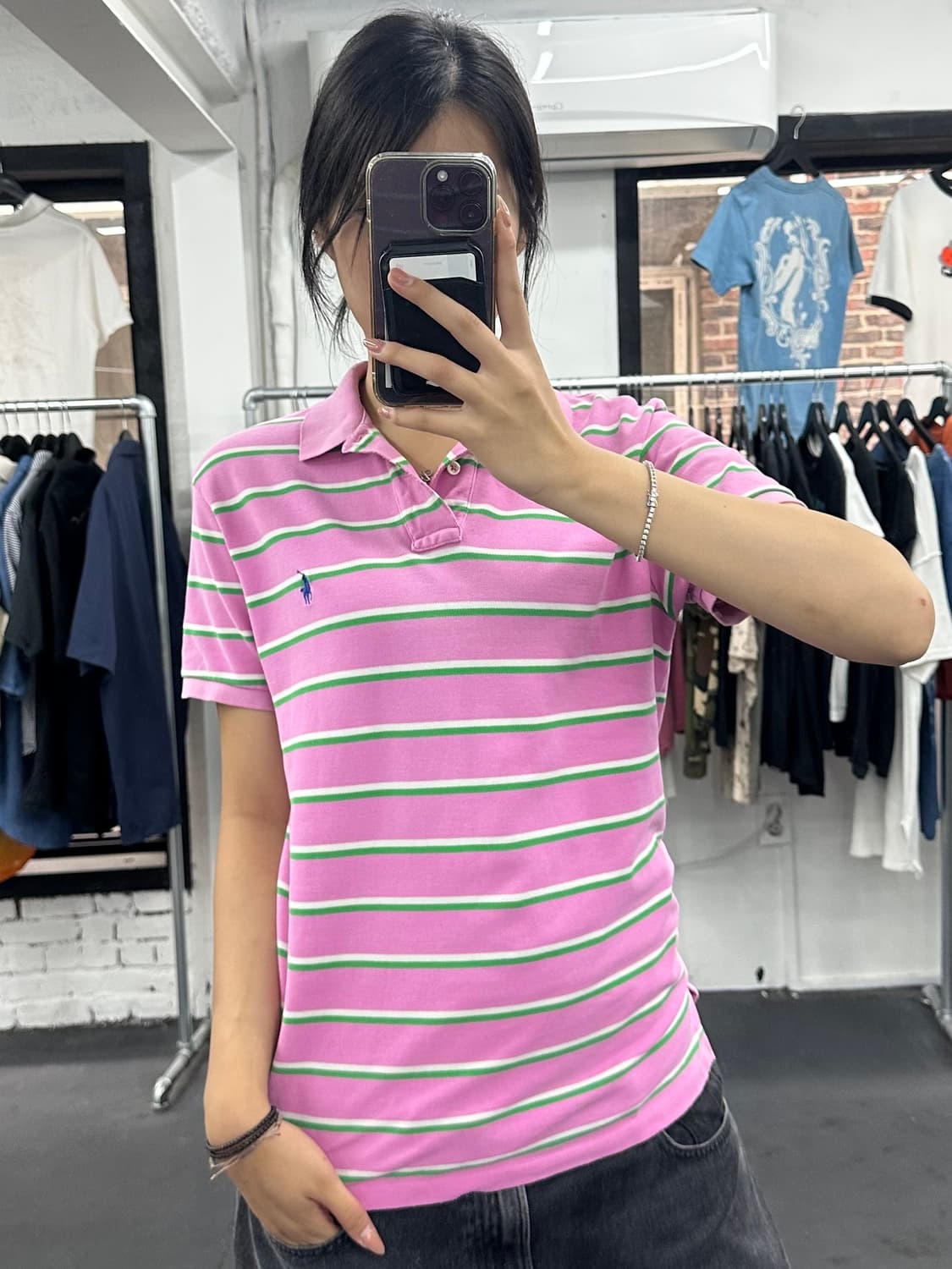 폴로 랄프로렌 핑크 스트라이프 카라티 상품이미지1