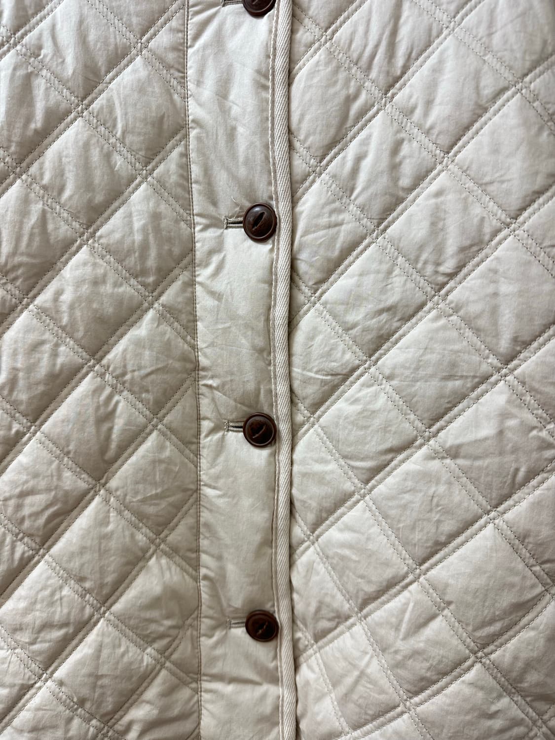 일본빈티지 아이보리 우드 버튼 퀼팅 라운드 패딩 자켓 상품이미지3