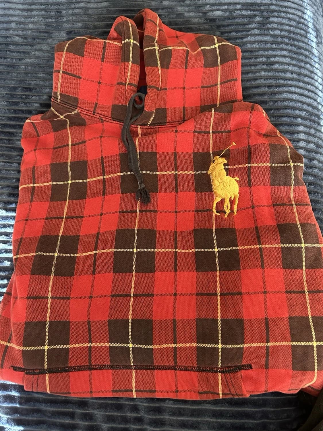 폴로 랄프로렌 빅포니 체크 후드티 레드 상품이미지1