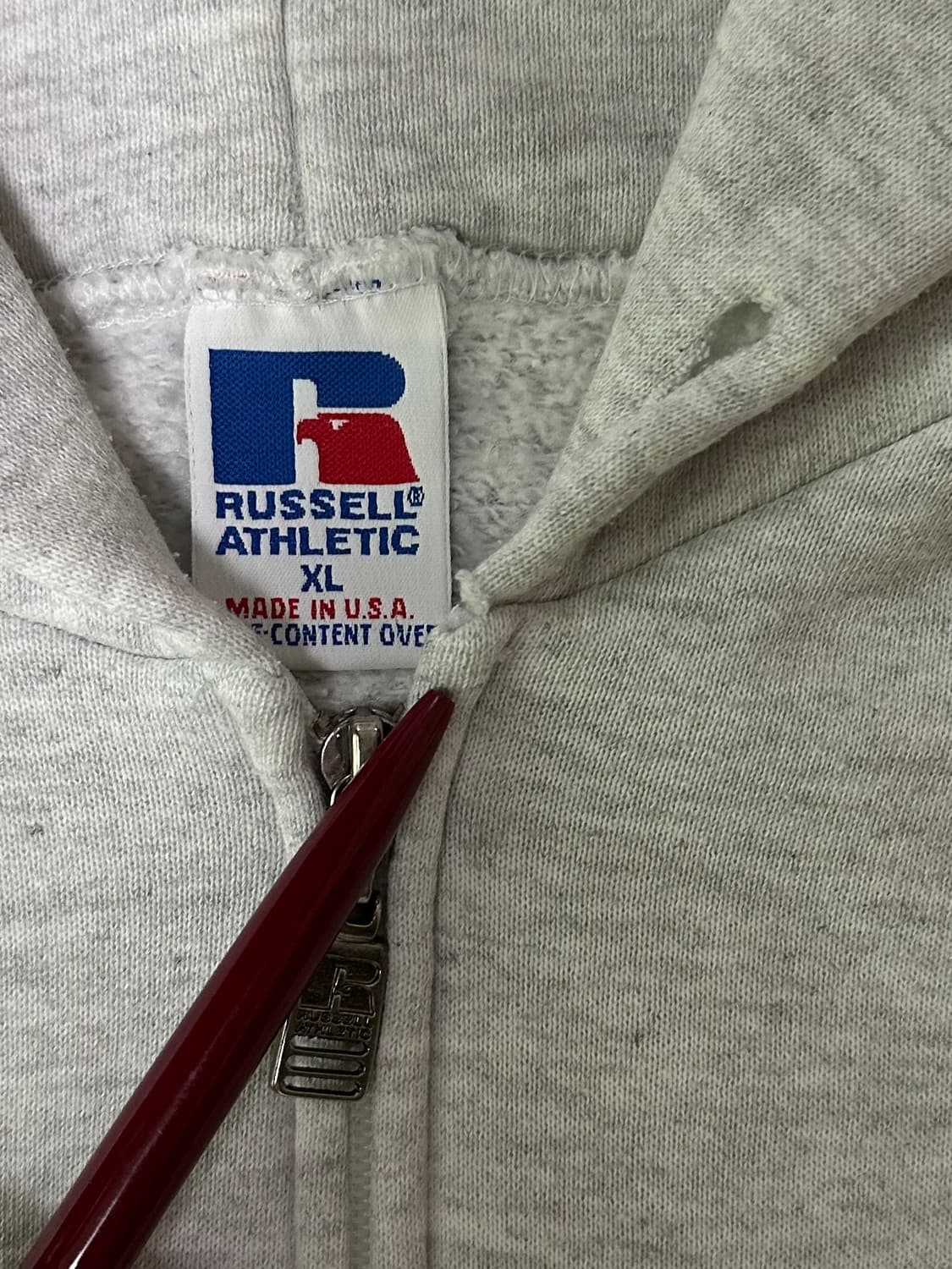 90s 빈티지 러셀 후드집업 밝은그레이 XL USA 상품이미지7