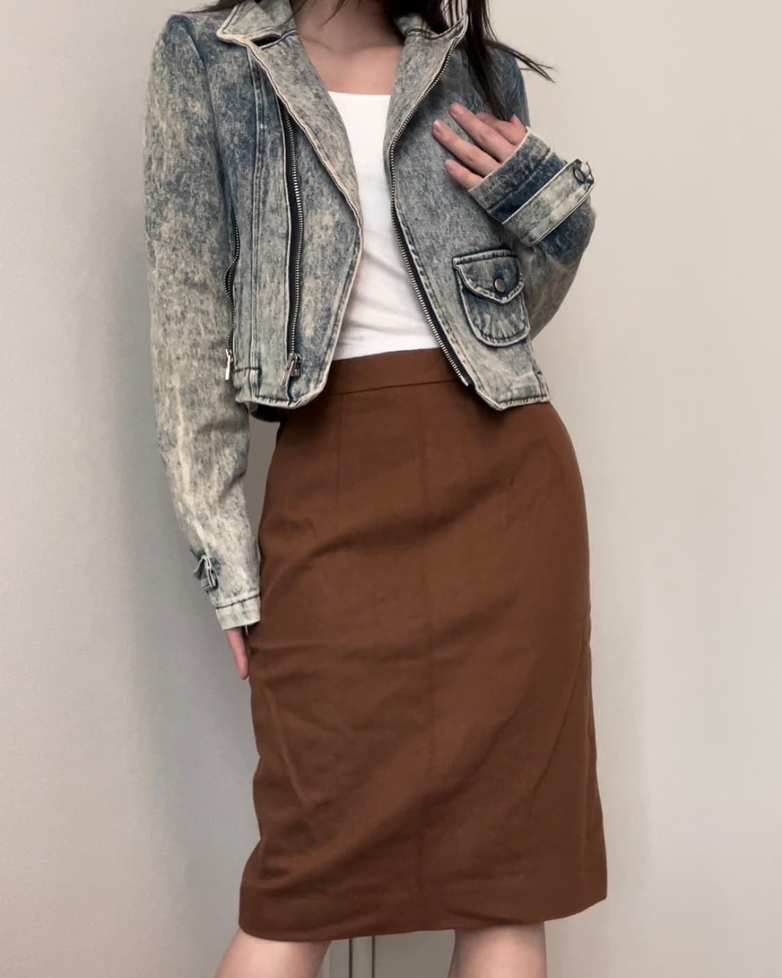 camel brown suede midi skirt 상품이미지6