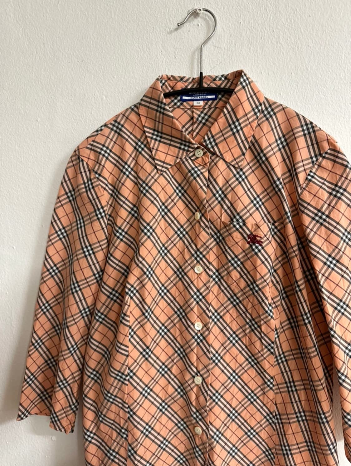버버리 살몬핑크 체크 9부 셔츠 상품이미지3