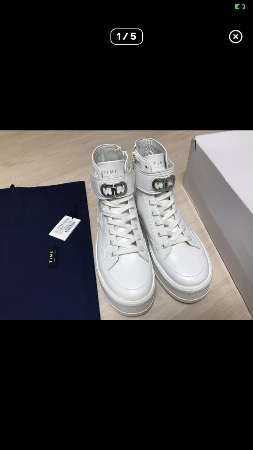 새상품 TIME 타임 한섬 디올 스타일 가죽 하이탑 스니커즈 240 사이 상품이미지1