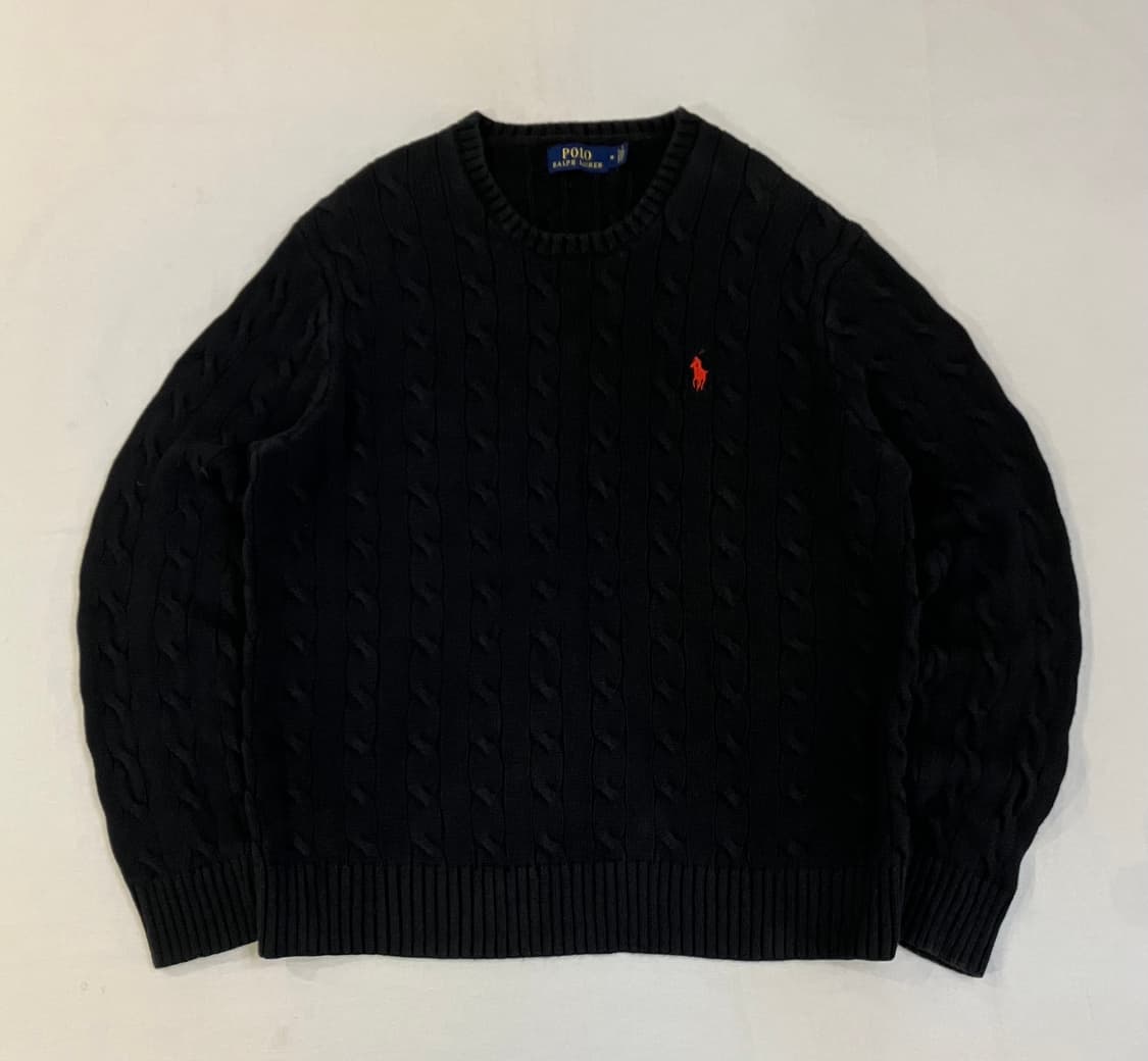 폴로 랄프로렌 신형 꽈배기 케이블 니트 블랙 상품이미지1