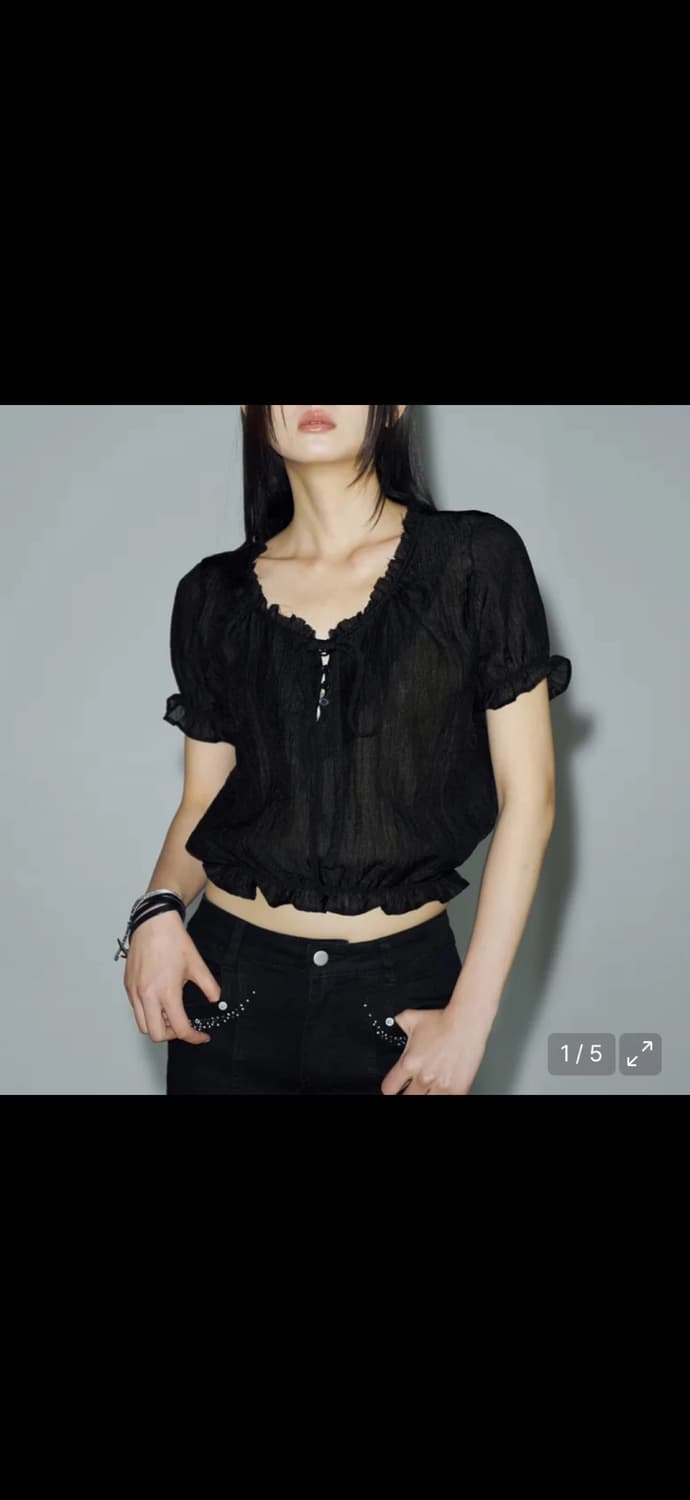 헬레네파리스 시스루 셔츠 블랙 상품이미지1