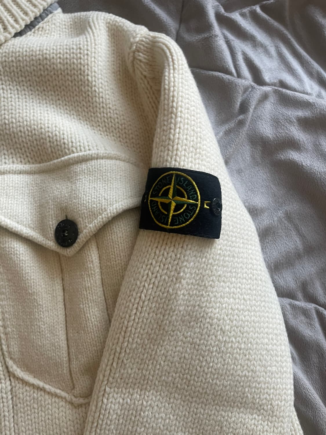 [L] 스톤아일랜드 헤비 리브 골지 울 니트집업 가디건 상품이미지2