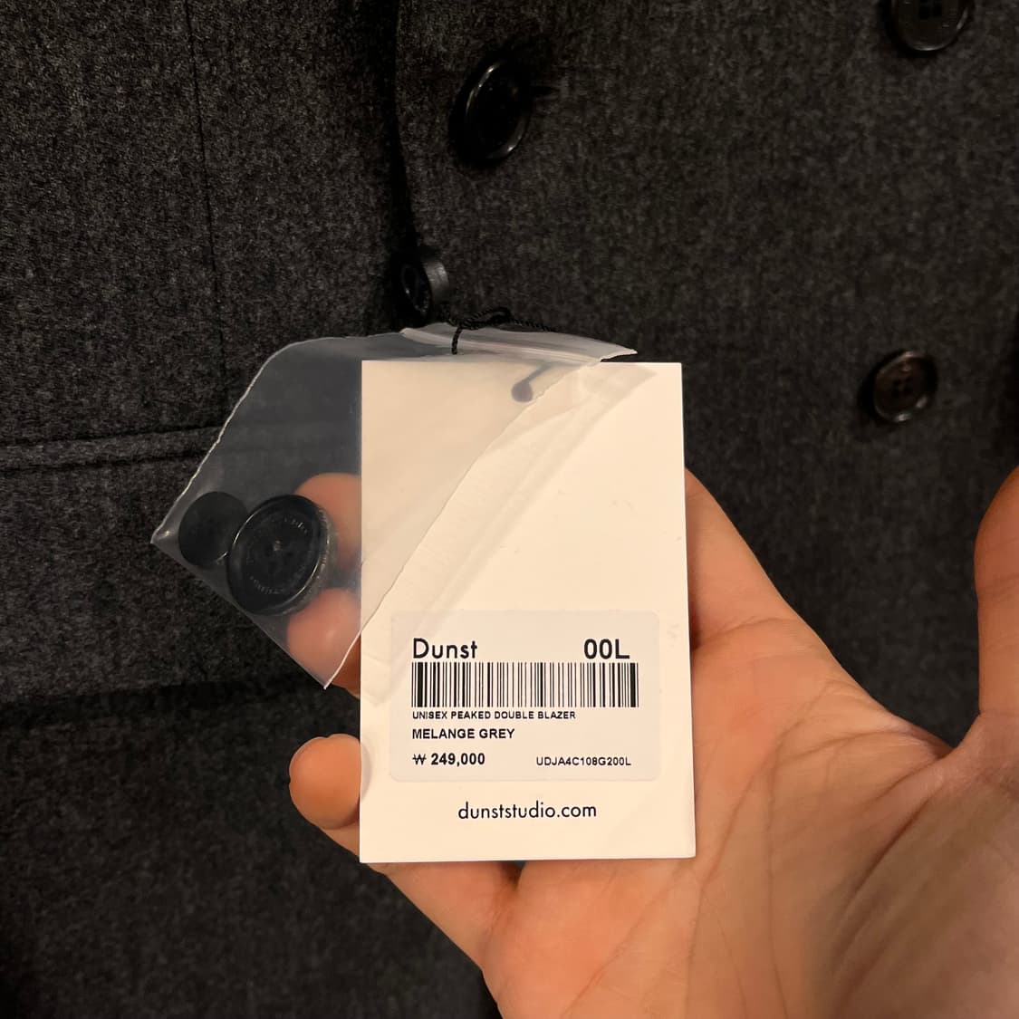 [택포](L)던스트Dunst 피크드 더블 블레이져 메란지그레이 상품이미지6