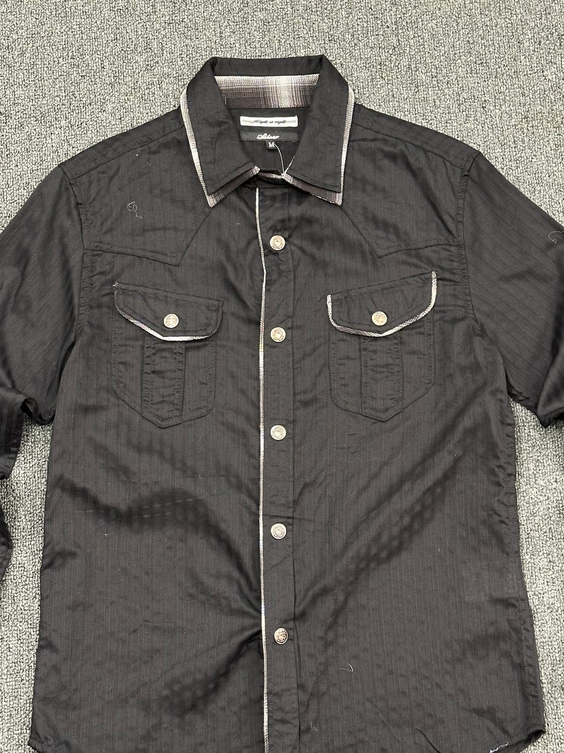 M)Skkone 빈티지 블랙 스트라이프 웨스턴 셔츠 상품이미지5