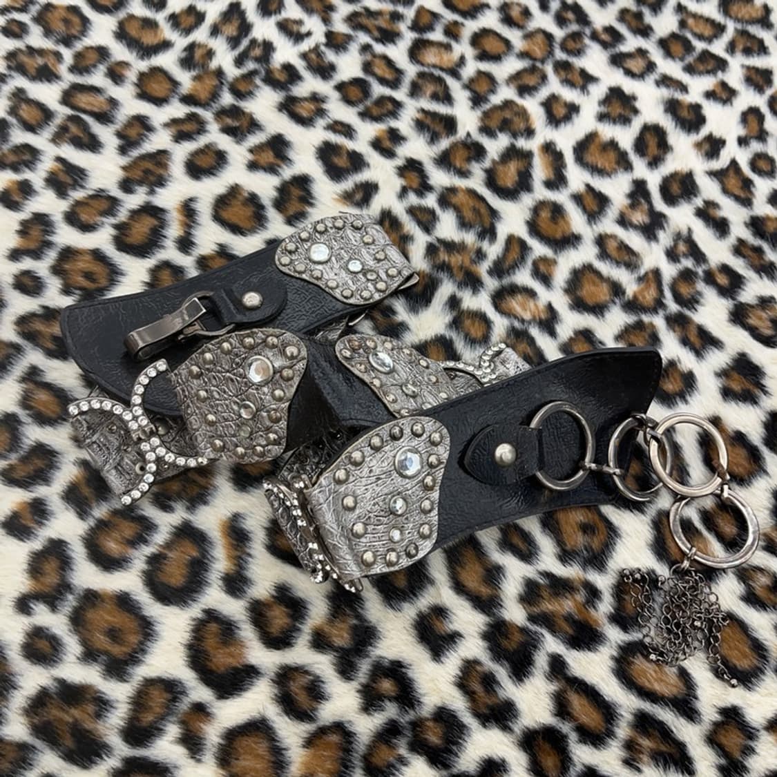 빈티지 스트릿 펑크 갸루 큐빅 스터드 가죽 벨트 C09607 상품이미지3