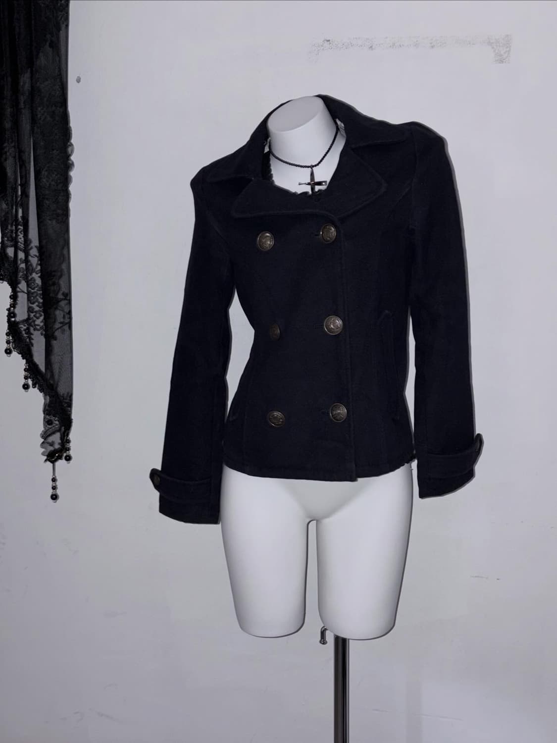 공겜여주&도쿄 코디세트 3pcs (땡땡이프릴, 00s 코트, 리본) 상품이미지5