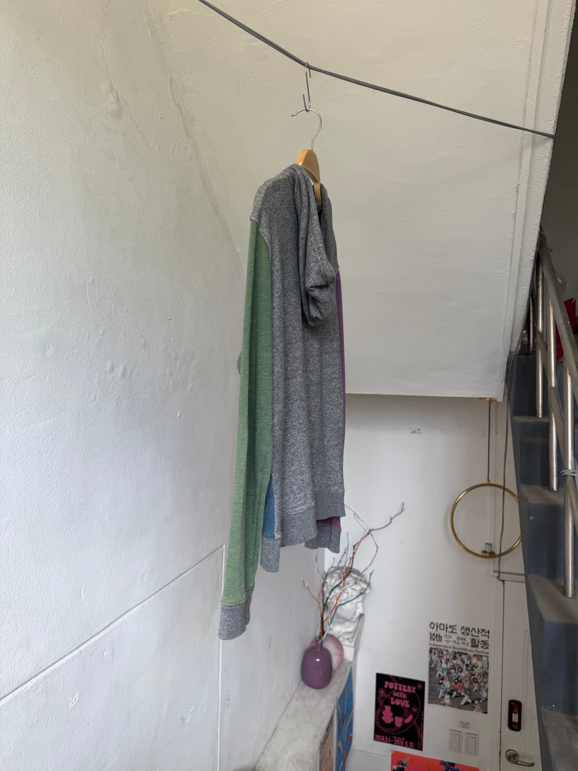 코튼 100% 빈티지 배색 후드집업 상품이미지7