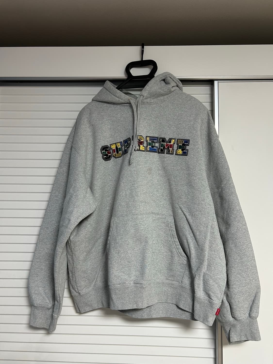 [L] 슈프림 패치워크 레더 후드 그레이 상품이미지1