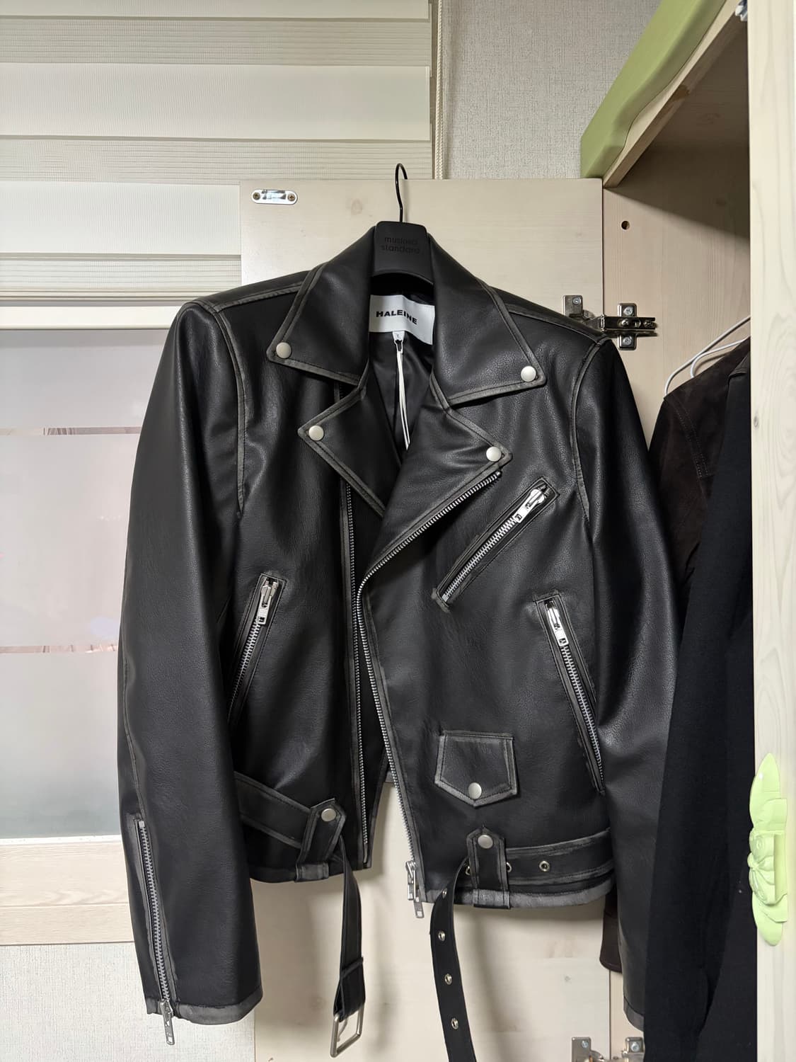 알렌느 더블 라이더 가죽 자켓 상품이미지3