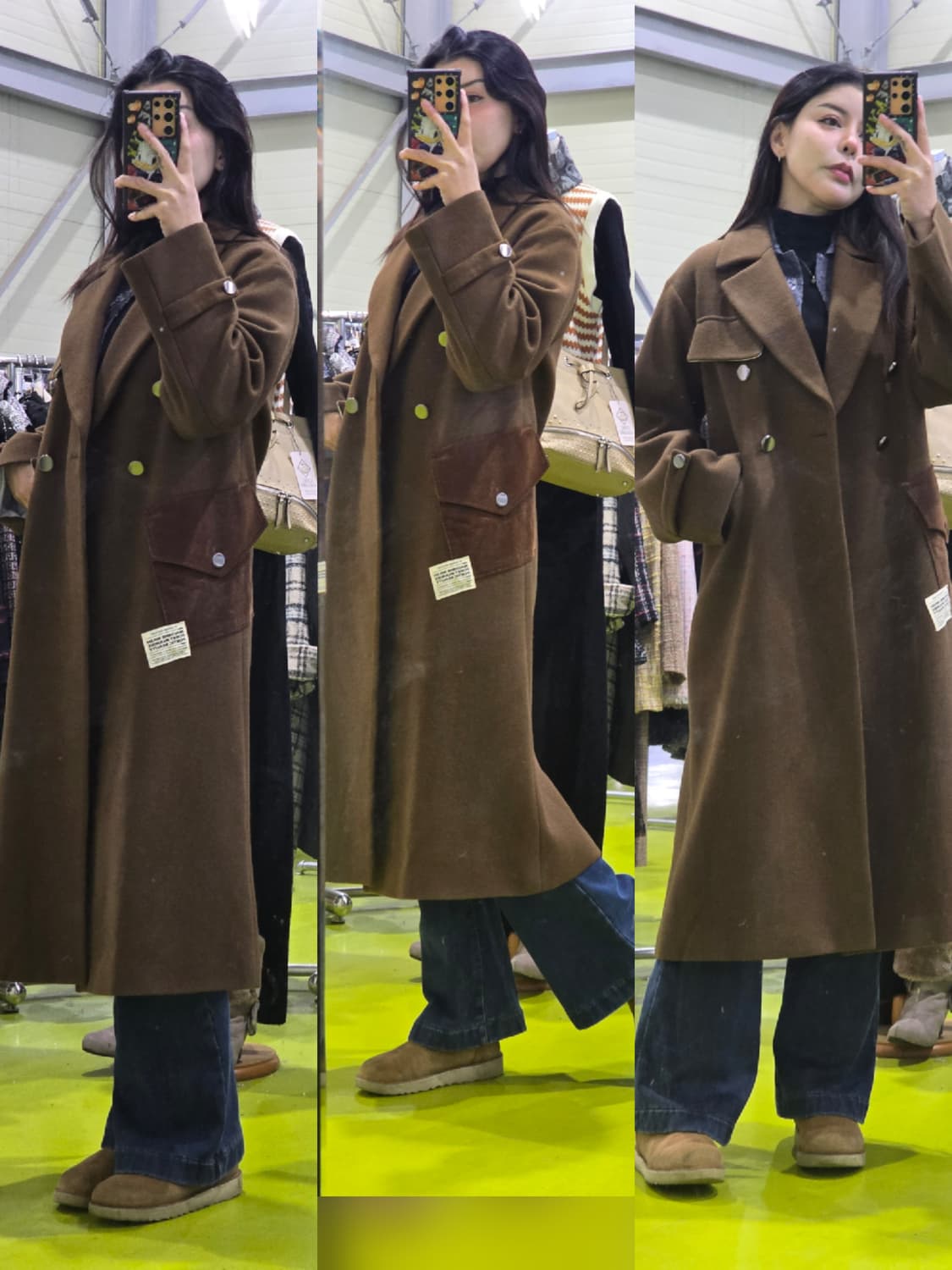 브라운 더블 울 롱 코트 상품이미지9