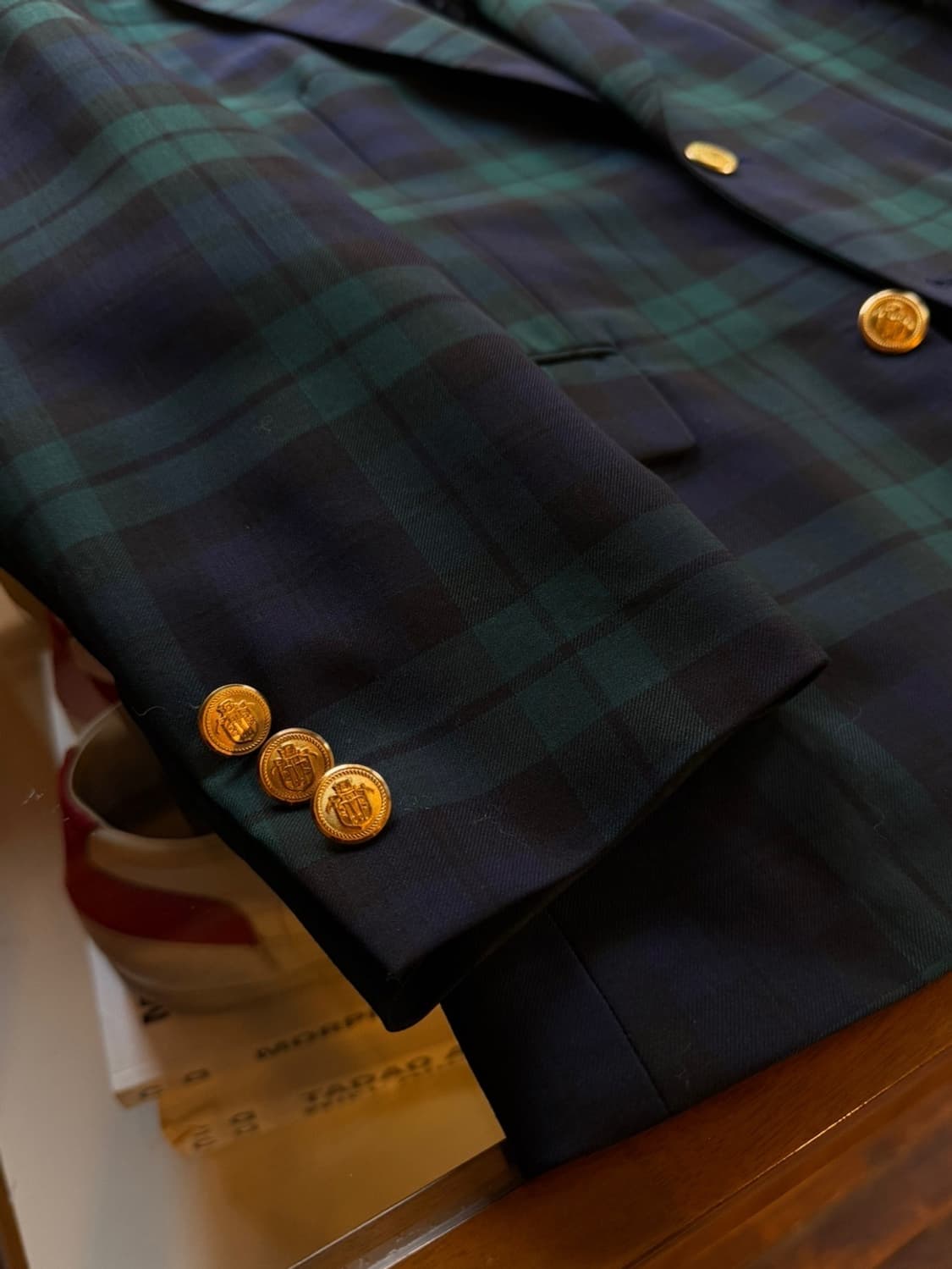 제이프레스 블랙와치 금장 블레이저 55~66 상품이미지7