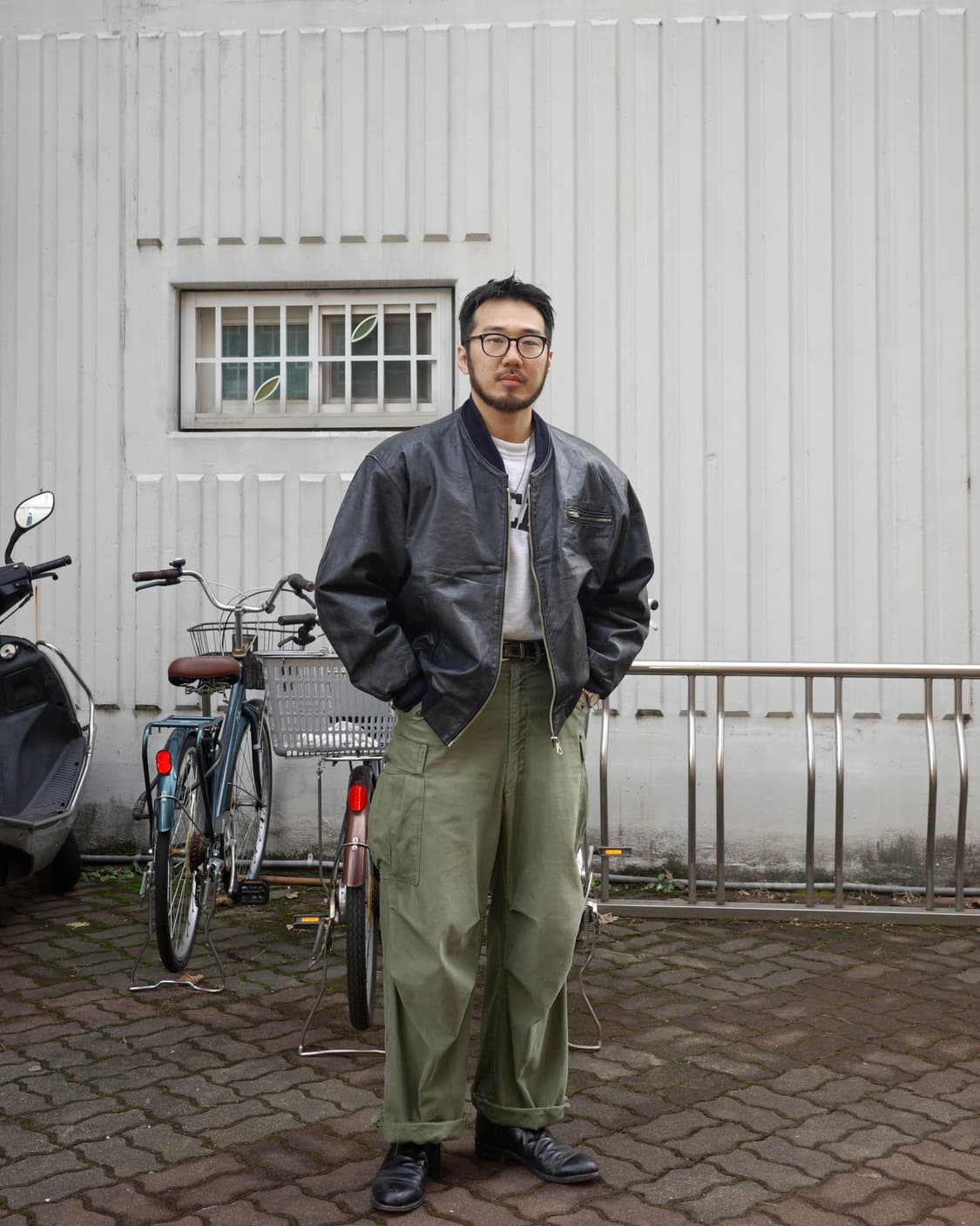 빈티지 유럽 레더 블루종 자켓 상품이미지5