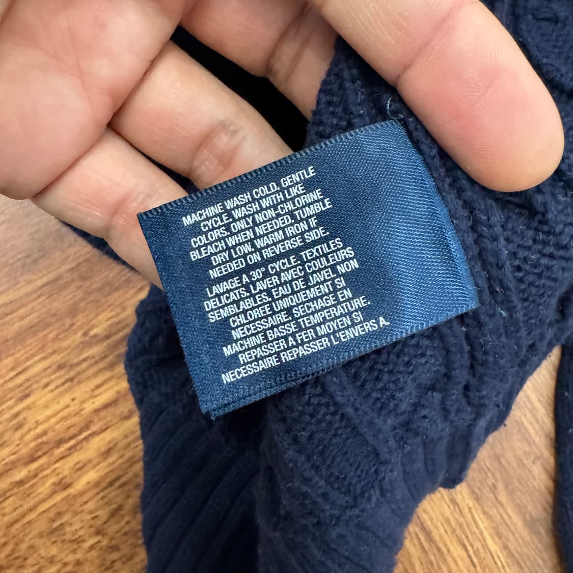 90 폴로 랄프로렌 케이블 네이비 라운드 니트  상품이미지5