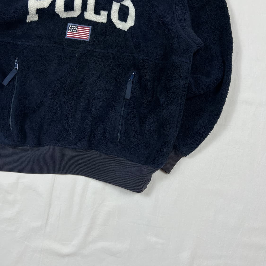 90‘s 폴로스포츠 polo 스펠아웃 성조기 플리스 후드티 상품이미지4