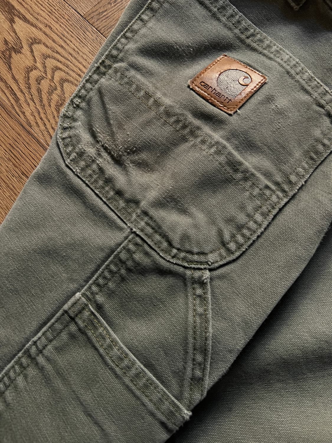 [36]칼하트 Made in USA 더티워싱 모스그린 싱글니 워크 팬츠 상품이미지8