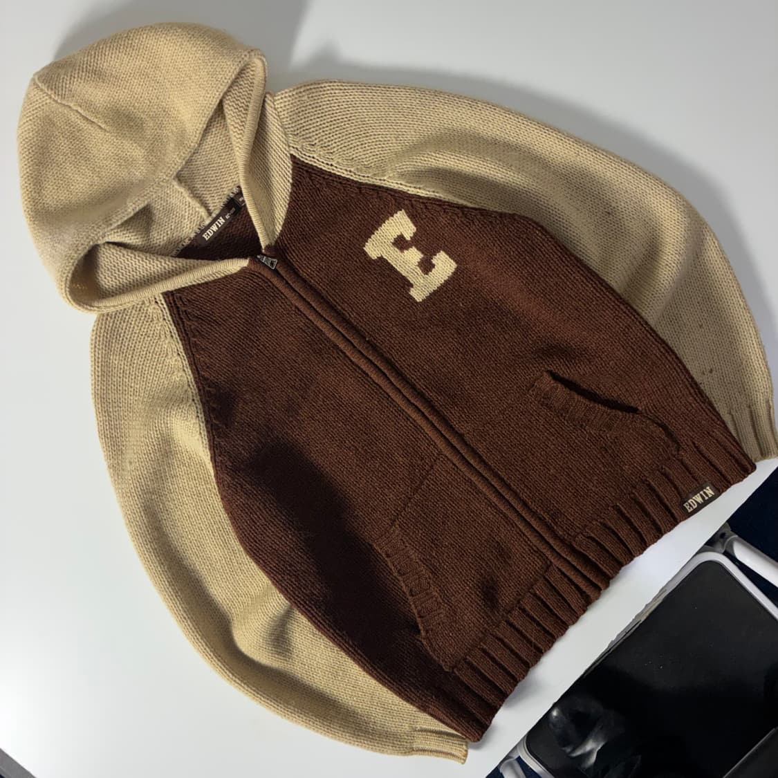 Edwin  에드윈 ‘89’ 레터 울 니트 후드집업  상품이미지2