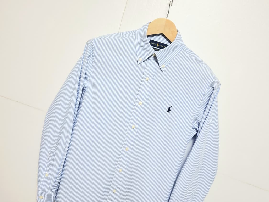 남성 레어 폴로 시어서커 스카이 블루 하늘색 긴팔 남방 셔츠 상품이미지1