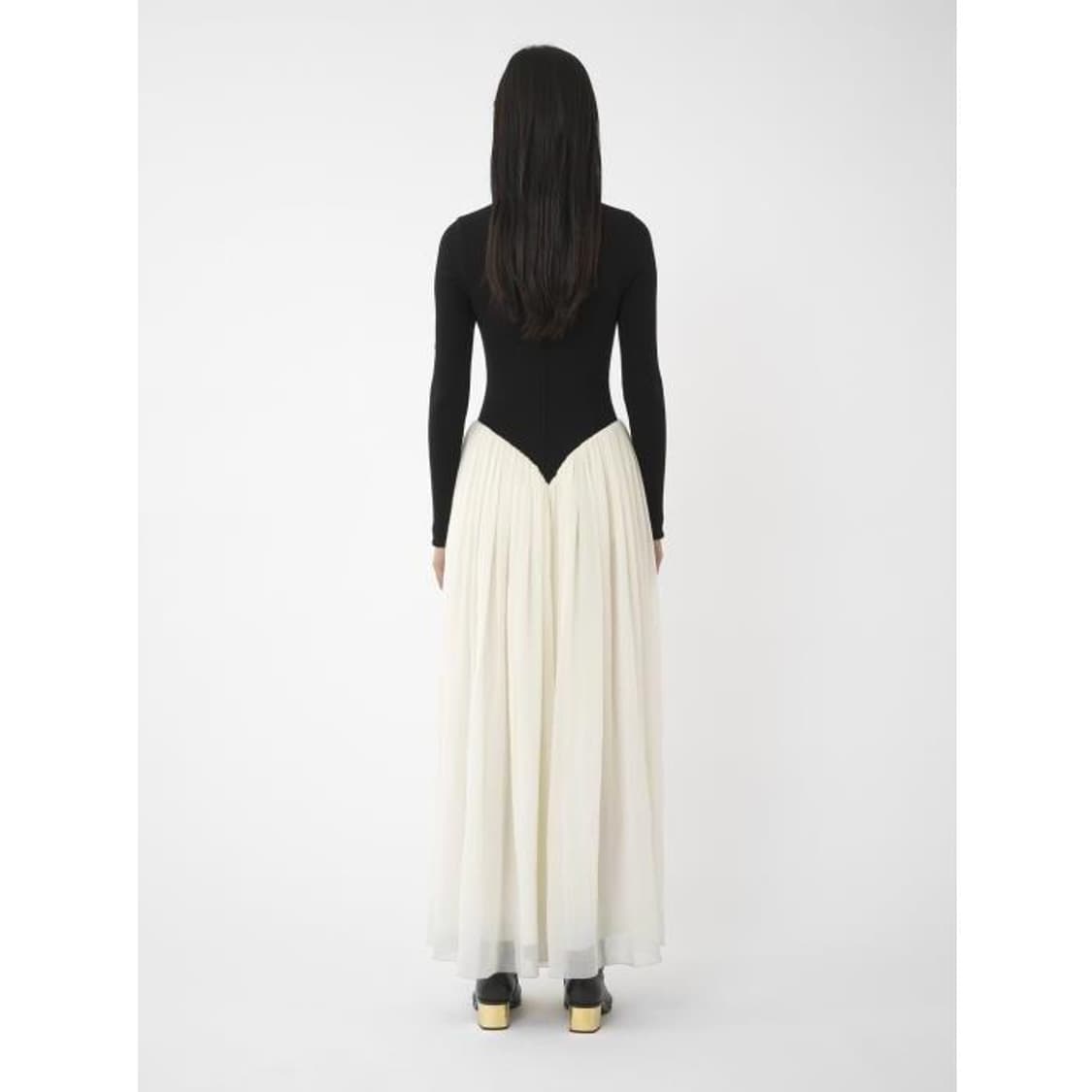 블랙&화이트 롱 드레스 상품이미지8