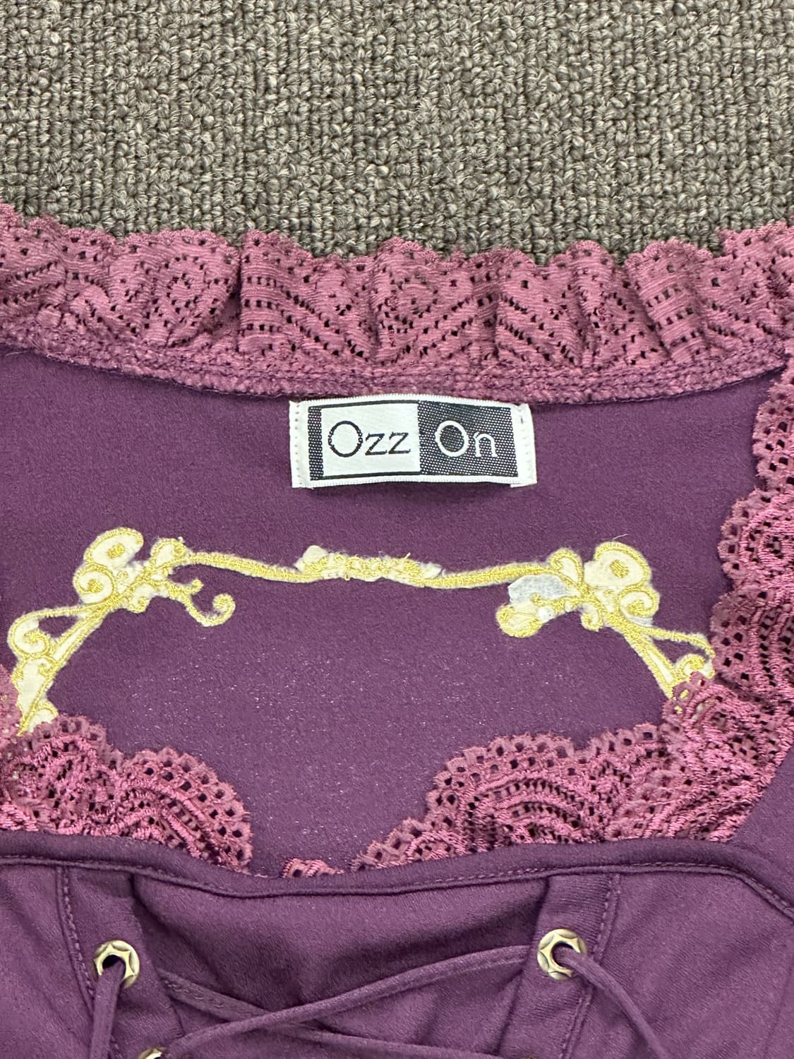 OS)Ozz on 빈티지 여성 레이스업 프릴 숏슬리브 상품이미지5