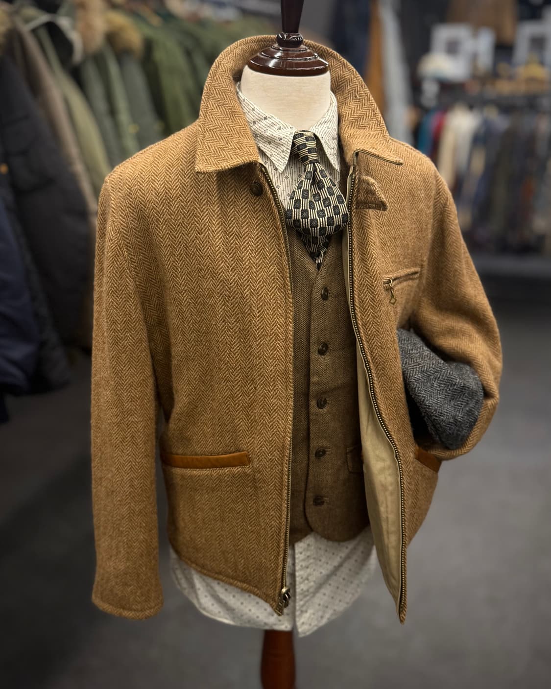 90s 폴로 랄프로렌 리버시블 헤링본 울 클래식 컨트리 헌팅 사파리 자켓 상품이미지1