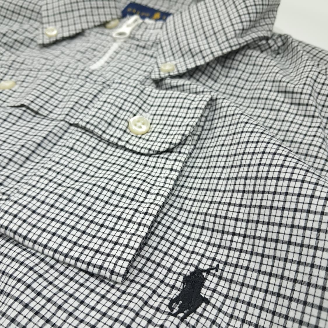 CL912 FREE 폴로 모던 마이크로체크 리메이크 크롭 셔츠 상품이미지4