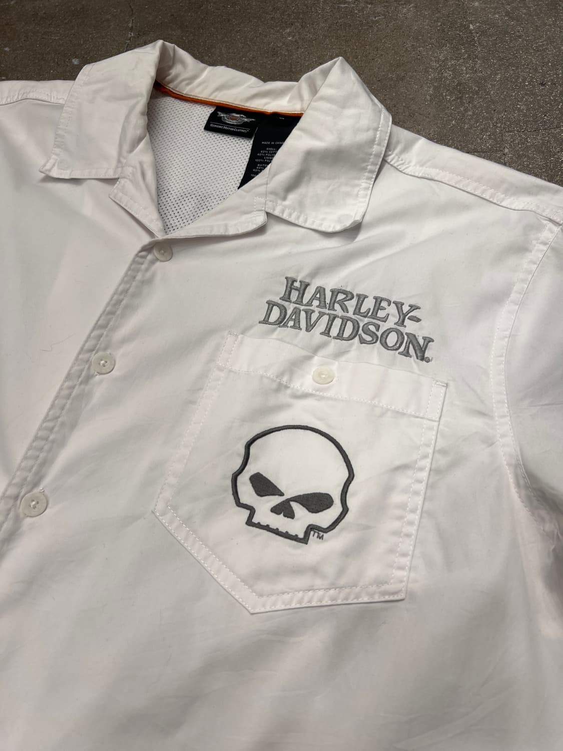할리데이비슨 윌리 스컬 반팔 셔츠 화이트 상품이미지2