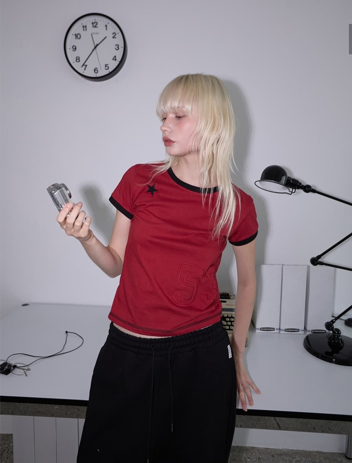 렌세 Star Patch Slim Fit Ringer Tee 레드 상품이미지2